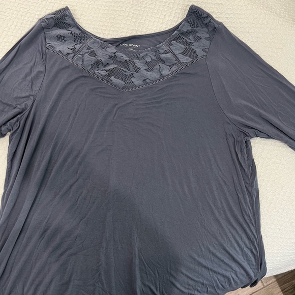 LANE BRYANT women’s Gray Floral Crochet collar Size 14/16 Casual Wear - Picture 3 of 8